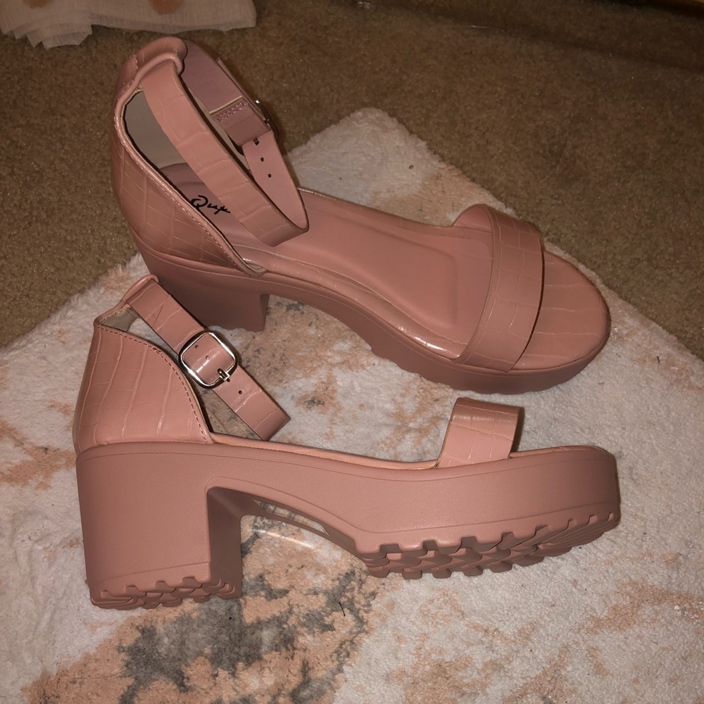 Faux Croc Heeled Sandals